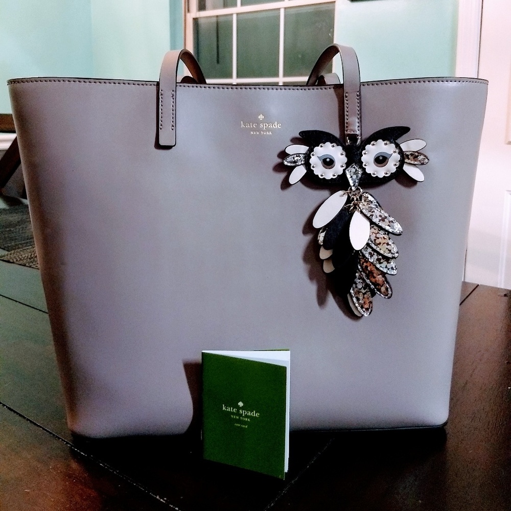 Kate Spade Large Tote Star Bright Owl Grey
